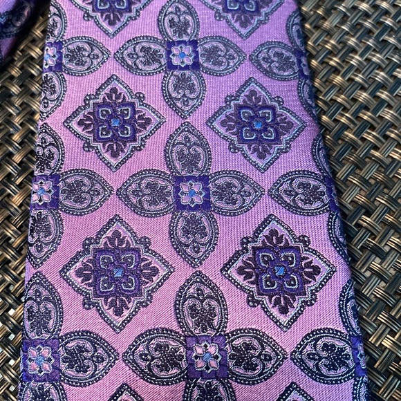 ERMENEGILDO ZEGNA Pink & Purple Diamonds Tie Made in Italy 3.5 width - Picture 5 of 7